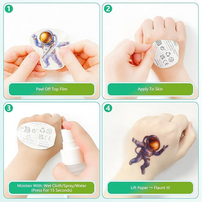 150+ Kids Glitter Temporary Tattoos for Boys – Individually Wrapped, Waterproof Tattoo Stickers – Mermaid, Dinosaur, Animal, Ocean, Space & More