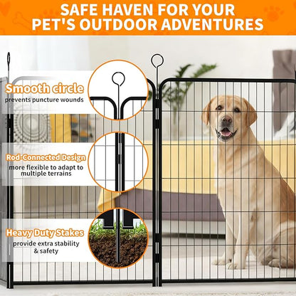 Dog Playpen 40 Inch, 16 Panels Heavy Duty Metal Pet Exercise Pen Indoor Outdoor Fence Panels, Rust-Resistant, Expandable Design, Tool-Free Setup, Anti-Skid, Secure Locking Door for Medium & Large Dogs