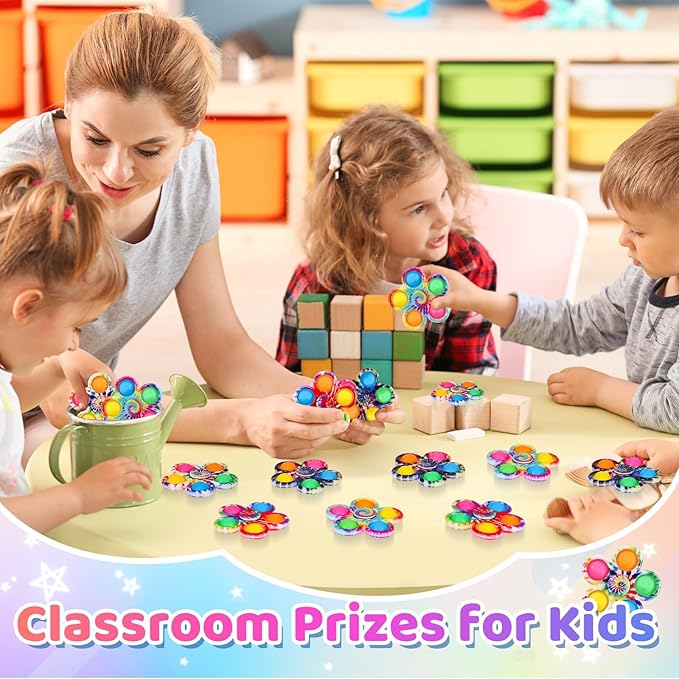 Gigilli 24 Pack Party Favors Fidget Spinners for Kids 4-8-12, Goodie Bags Stuffers Valentine Gifts for Kids 3-5, ADHD Pop Mini Fidget Toys Bulk Treasure Box Toys Classroom Prizes, Adult Anxiety Toys