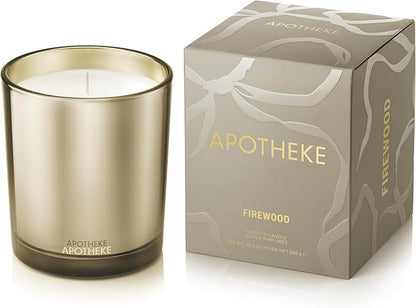 Apotheke Signature Scented Candles for Home, Firewood - 10.5 oz - Soy Wax, Non Toxic, Large Jar Brown - Luxury Candle Gifts for Women & Men - Nutmeg, Cardamom, Cedarwood, and Patchouli