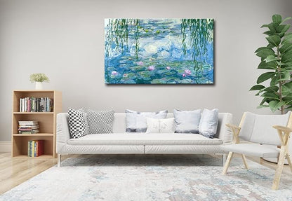 Large Water Lilies by Claude Monet Canvas Wall Art Famous Painting - Classic Canvas Art Wall Decor Picture Print with Framed for Home Office Wall Decor-32 x48