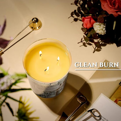 HomeLights Scented Candles | Large Jar 34 Oz Natural Soy Candle | 130 hrs Long-Lasting with 3 Wicks | Industrial Chic Home Decor | Gifts for Mom & Women, Cashmere Warm Vanilla