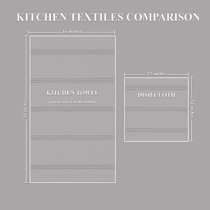 Sticky Toffee Cotton Kitchen Towels Set of 4 – Yellow and White Dish Towels 28x16 in, Reusable and Absorbent Tea Towels for Cleaning or Drying, Oeko-Tex Cotton
