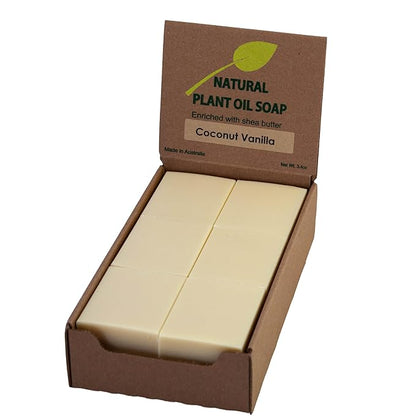 Coconut Vanilla Scented Natural Soap Bars (12 Bars), 3.5oz Moisturizing French Triple Milled Soap Bars Enriched with Shea Butter - Pure Plant Oil Bath & Body Bars