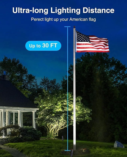 SUNVIE 20W LED Spot Lights Outdoor Weatherproof 5000K Dusk to Dawn Flag Pole Light 120V Plug in Landscape Spotlight with Photocell Sensor Ultra Bright Bullet Flag Light for Yard Garden Tree Statue