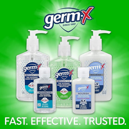 Germ-X Advanced Hand Sanitizer with Aloe and Vitamin E, 1 Liter (Pack of 4), Less Drying Moisturizing Gel, No Rinse Formula, Pump Bottle
