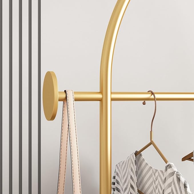 Gold Clothing Racks Heavy Duty, Gold Coat Racks Standing With Marble Base, Modern Coat Racks for Hanging Clothes, Clothing Racks for Boutique, Office