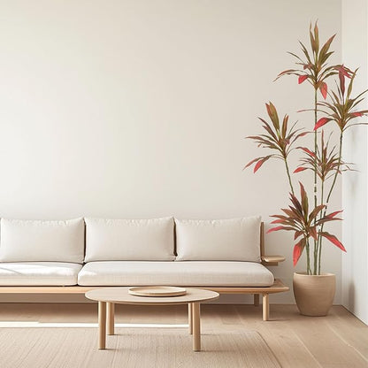 Artificial Cordyline Plant, Indoor Potted Plant, 5 Stems with Black Planter, Suitable for Large Indoor Living Room Decorations, Potted Plants, and Window Display Scenes (Red-6ft)