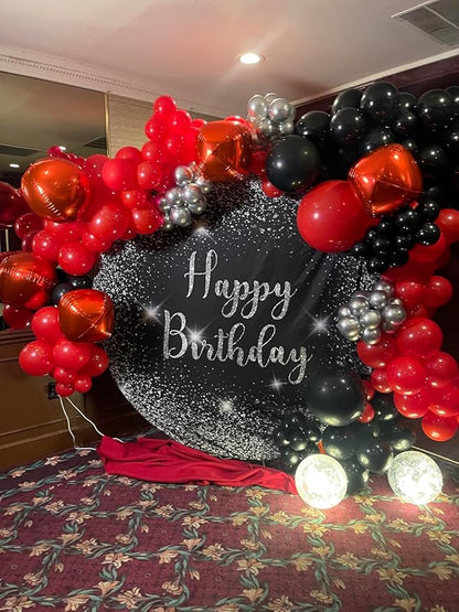 12Pcs Red Round Foil Balloons, 22" 15" 10" 4D Ball Balloons, Metallic Red Foil Balloon for Wedding Birthday Graduation Christmas New Year Party Decoration Supplies Backdrops