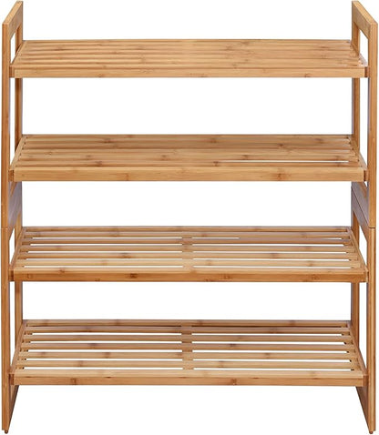 TRINITY BASICS EcoStorage 2-Tier Bamboo Stackable Shoe Rack, Pack of 2