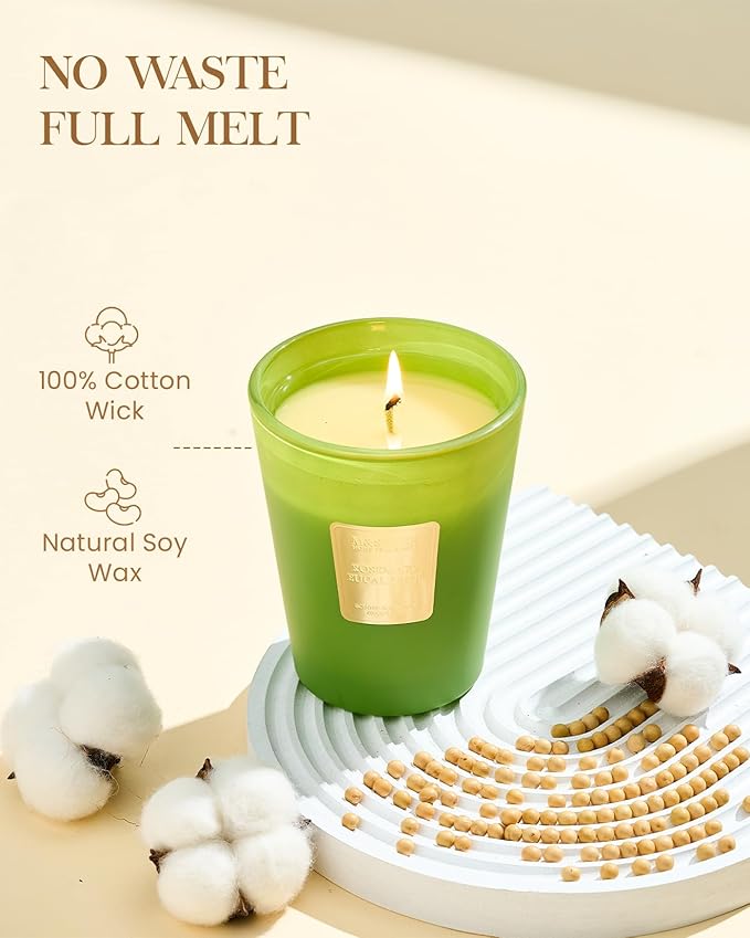 M&SENSE Rosemary Eucalyptus Scented Candle Home Decor, Natural Soy Wax,4.1oz 60 Hours Long Lasting Slow Burning, Aromatherapy Candle for Stress Relief