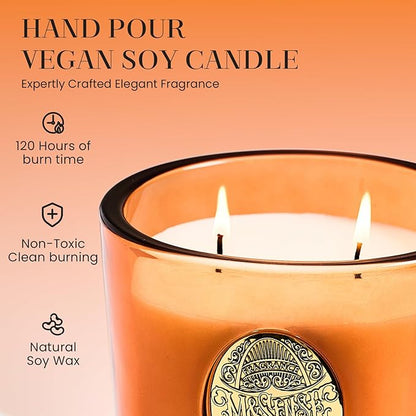 M&SENSE Large Two-Wick Soy Candle | Noir Air& Neon Orange | 19.8 oz, 120H Burn Time | Luxury Scented Candle for Relaxation, Gifting, Home Décor | Ideal for Bedroom, Office, Party Ambiance