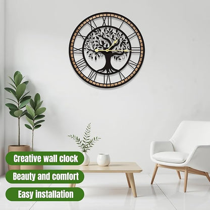 Wall Clocks for Living Room Decor - Tree of Life Big Wall Clock, Quiet and No Ticking Suitable for Wall Decor, Living Room Decoration, Kitchen Decoration (24 in)