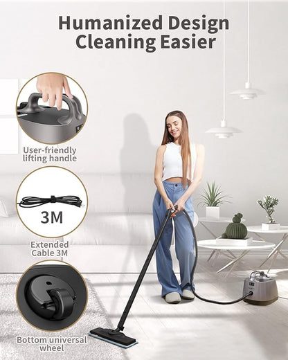 Steam Cleaner for home, 293°F 58 PSI Powerful Multipurpose Steam Mop for Home Use, 50Oz Capacity, Heavy Duty Steamer for Carpets, Handheld Steamers, Floors, Cars, Tiles, Crack Cleaning, Titanium