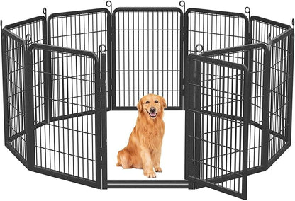 Dog Playpen Outdoor, 40" Height 10 Panels Pet Fence with Low Threshold Full Gate, Large Dog Fence Outdoor for Yard, Heavy Duty Pet Playpen Metal Play Pen Fence for RV Camping
