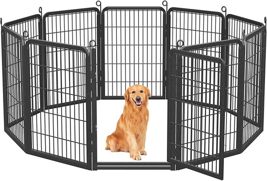 Dog Playpen Outdoor, 40" Height 10 Panels Pet Fence with Low Threshold Full Gate, Large Dog Fence Outdoor for Yard, Heavy Duty Pet Playpen Metal Play Pen Fence for RV Camping
