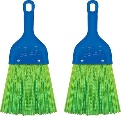 LOLA Heavy Duty Whisk Broom, Hand Brush, 2 Pack Durable Bristles, Whisks Away Dirt & Debris, Compact, Hang Hole for Easy Storage, Indoor/Outdoor