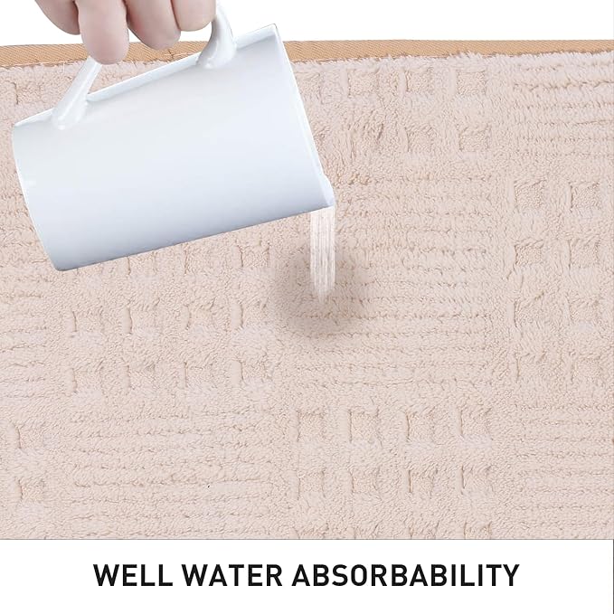 Bath Mats 36x24 Non-Slip Absorbent Bathroom Rug, Quick Dry Machine Washable Shower Tub Mat with Rubber Backing, Soft Floor Carpet for Bathroom Decor Waffle White