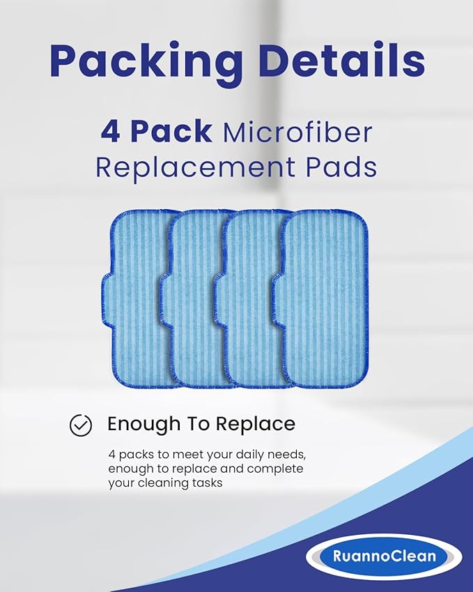 Steam Mop Pads Compatible with Newbealer NB603C NB602N Steam Cleaner for Home, 4 Packs Washable and Reusable Replacement Mop Pads for Hardwood, Laminate, Tile, and Ceramic Flooring