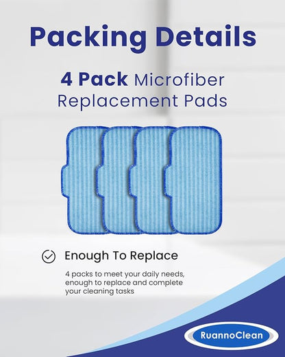 Steam Mop Pads Compatible with Newbealer NB603C NB602N Steam Cleaner for Home, 4 Packs Washable and Reusable Replacement Mop Pads for Hardwood, Laminate, Tile, and Ceramic Flooring