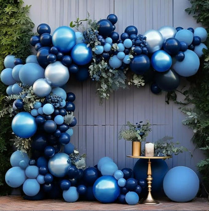Navy Royal Blue Balloon Arch Kit Double Stuffed Metallic Blue Balloon Garland Varied Sizes for Birthdays Baby Showers Graduations Weddings Proms More Special Occasions