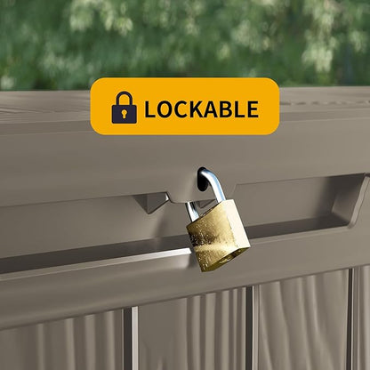 Outdoor Storage Box Waterproof, Lockable Resin 80 Gallon Deck Box Patio Storage Bin for Pool Accessories Cushion Furniture, Garden Tools, UV-Resistant Outside Delivery, Grey