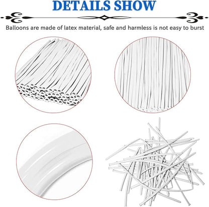 260 Balloons, Thickening Long Balloons for Tying Balloon Arch, Twisting Latex Animals Magic Modeling Skinny Birthday Balloons for Kid‘s Party Wedding Decoartion 100pcs （White）
