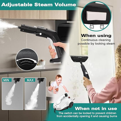 Steam Cleaner, Steamer with 23 Accessories, Powerful Multipurpose Portable Steamer for Cleaning to Remove Grime, Grease, for Multi-Purpose and Multi-Surface Floors, 16.4ft Power Cord