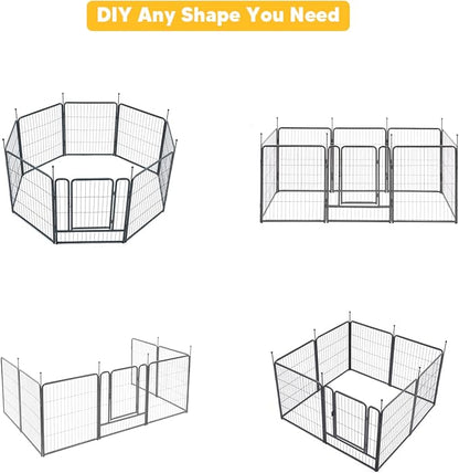 TMEE Dog Playpen, 32" Height 8 Panels Outdoor Dog Fence Pet Play Pen, Puppy Pens for Large/Medium/Small Dogs, Ideal for RV, Camping, Yard, Indoor
