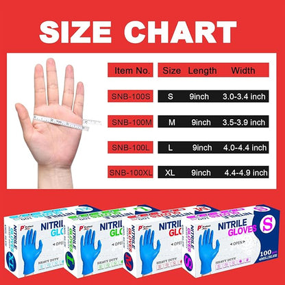 SANYU Nitrile Gloves, Powder-Free, Latex-Free, Non-Sterile, Food Safe, Disposable Gloves for Household, Heavy Duty, 4 Mil