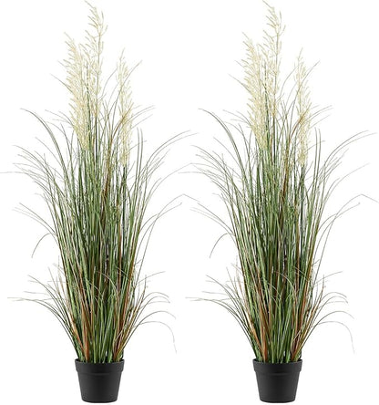 VEVOR Artificial Grass Plant, 2 Pack 47 inch Reed Flower Grass in Pot, Premium PVC Faux Fake Greenery Shrubs Plant for Indoor Outdoor House Home Garden Office Room Décor, Housewarming, Green