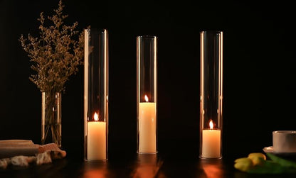 CYS EXCEL D-2.5" H-14 Glass Open Ended Hurricane Candleholder Bottomless Cylinder Sleeve Clear Chimney Shade Tube Cover, 1 Piece
