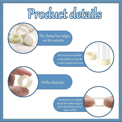 Silicone Candle Holder Base Stabiliser 40pcsCandle Ring Gripper Wishing Rubber Washer Candlestick Silicone Ring Non-Slip.for Taper Candles and Candle Cups.Weddings and Home Decor Gifts.(White)
