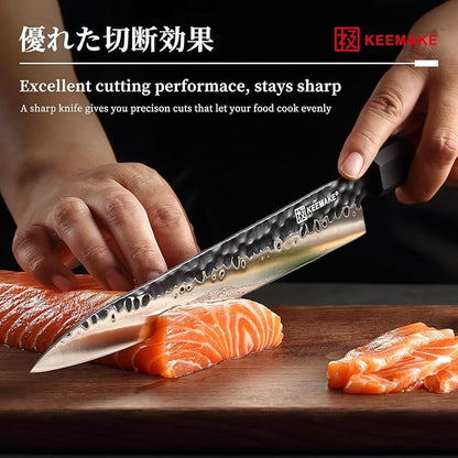 KEEMMAKE Sushi Knife - 10 inch Yanagiba with 440C Stainless Steel Blade, Japanese Sashimi Knife with G10 Bolster and Octagonal Rosewood Handle, Gift Box Included