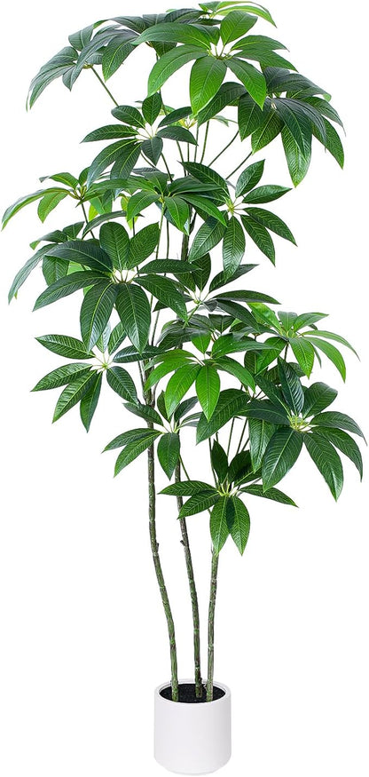 Money Tree Artificial - 6 FT Tall Fake Tree with Decorative planters - Large Faux Plants Lifelike Branches & Foliage - Artificial Plants Indoor for Home Office Living Room Decor