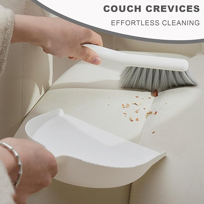 Mini Broom and Dustpan Set -Small Dustpan with Brush Set,Hand Broom and Dustpan Set, Compact Dustpan and Brush Combo for Kitchen, Floors, Desktop, Pet Care, Daily Cleaning (White+Dark Gray)