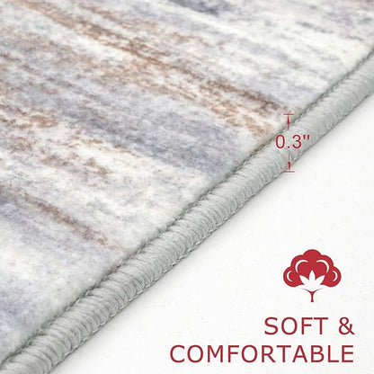 KOZYFLY Modern Abstract Hallway Runner Rug, 2x8 Kitchen Rugs Non-Slip Washable Soft Striped Kitchen Runner Rugs, Print Grey Brown Carpet Runner for Entryway Bathroom Laundry Room Foyer