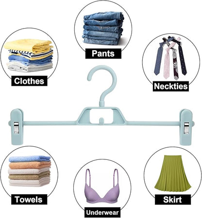 Plastic Pants Hangers with Clips for Women 30Pack – POZEAN Pant Hanger with 360° Rotating & Adjustable Clips for Skirt, Shorts, Jeans, Kids’ Clothes, Coat | Space Saving, Slim & Multi-Purpose (Black)