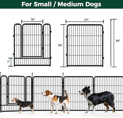 FXW Instant Unleashed Dog Playpen, Portable Pet Fence for Outdoor, RV Trips, and Camping, 32inch, 16 Panels for Small and Medium Dogs│Patented
