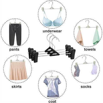 NORTHERN BROTHERS Pants Skirt Hangers 50 Pack - Stackable Space Saving Jeans Shorts Hanger with Clips for Kid, Man, Women, Children, Baby
