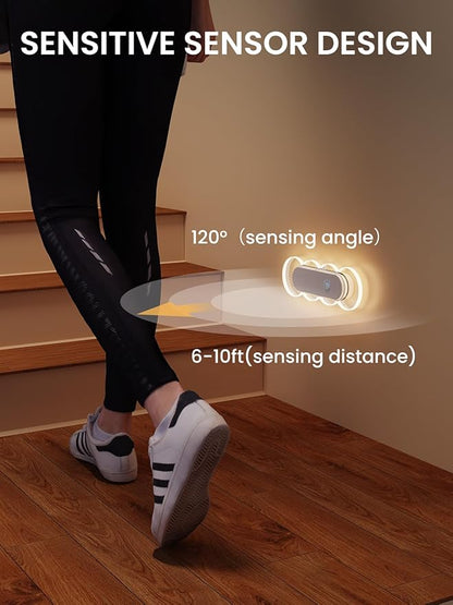 Motion Sensor Night Light, Rechargeable Warm White Night Lights, LED Battery Operated Stick-On Stair Lights Indoor, Magnetic Motion Activated Night Light for Bathroom Bedroom Hallway (2 Pack)