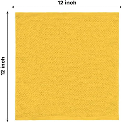 Artoid Mode Ring Spun Cotton Yellow Dishcloth Kitchen Towels, 12x12 Inch Ultra Soft Absorbent Quick Drying Household Cleaning Kitchen Rags Set of 4