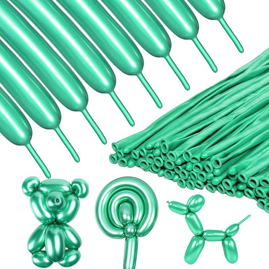 Metallic Green Long Balloons Premium 260 Twisting Animals Magic Balloons for Birthday Kids Wedding Party Supply 100pcs