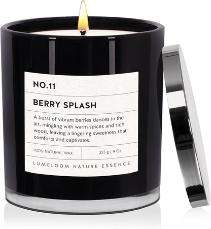 Berry Splash Luxury Scented Candles, 9oz Soy Wax Candles for Home Scented, BlackBerry, Boysenberry & Woods Scent, Long Burning Time, Gifts for Women, Friends, Men, Mom, Sister