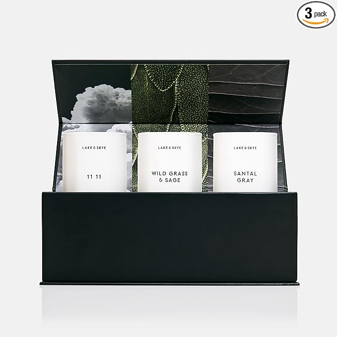Lake & Skye Mini Votive 3 Piece Candle Set - Includes 11 11, Wild Grass & Sage, and Santal Gray - 1.85 oz Each