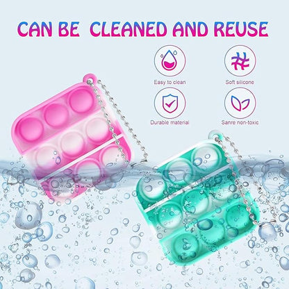 150 PCS Mini Pop Fidget Toys Bulk Party Favors, Silicone Squeeze Pop Bubble Keychain Fidget Sensory Toys for Kids, Easter Party Bag Fillers