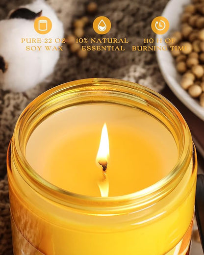 AOOVOO Citrus Lemon Odor Eliminating Highly Fragranced Candle - Eliminates 95% of Pet, Smoke, Food, and Other Smells Quickly, Air Freshing Soy Candle, 22 oz Up to 110 Hours Burn time