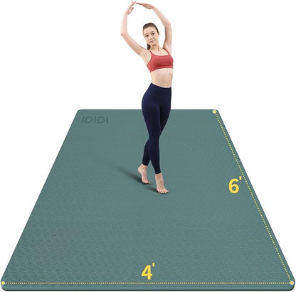 8mm Large Yoga Mat (6'x 4') - Extra Long and Wide 72 x 48 x 0.32 inches, Non-Slip POE Fitness Mat, Eco-Friendly, Thick Wide Exercise Mat for Home Workouts,Ideal for Yoga and Pilates.
