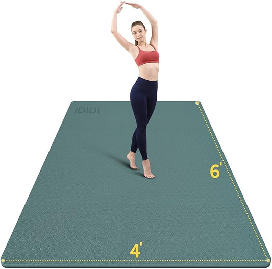 8mm Large Yoga Mat (6'x 4') - Extra Long and Wide 72 x 48 x 0.32 inches, Non-Slip POE Fitness Mat, Eco-Friendly, Thick Wide Exercise Mat for Home Workouts,Ideal for Yoga and Pilates.