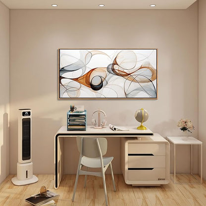 KLAKLA Modern Abstract Gray and Brown Designs - Colorful Curves and Translucent Medium - Frame Wall for Living Room Office Wall Decor Picture Artwork for walls